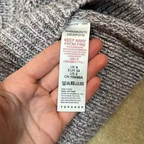 Topshop Purple Grey Knit Crop V-Neck Sweater Women Size 2 - Picture 4 of 8